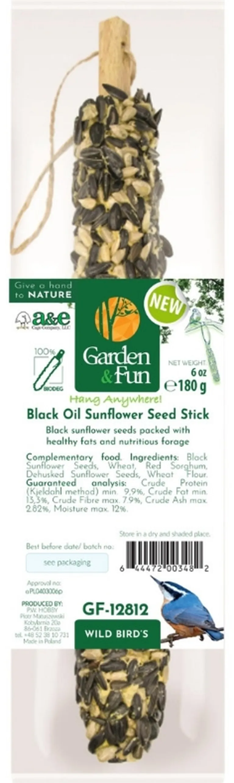 AE Cage Company Garden and Fun Sunflower Treat Stick for Wild Birds Photo 1