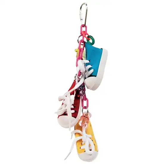 AE Cage Company Happy Beaks Sneakers on a Line Bird Toy Photo 1