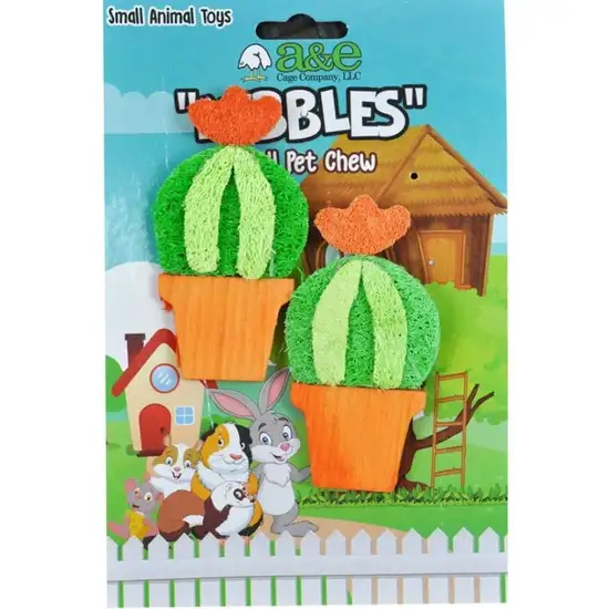AE Cage Company Nibbles Barrel Cactus Loofah Chew Toy with Wood Photo 1