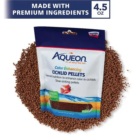 Aqueon Color Enhancing Cichlid Food Mini Pellets Photo 2