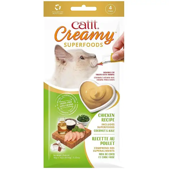 Catit Creamy Superfood Lickable Chicken, Coconut and Kale Cat Treat Photo 1