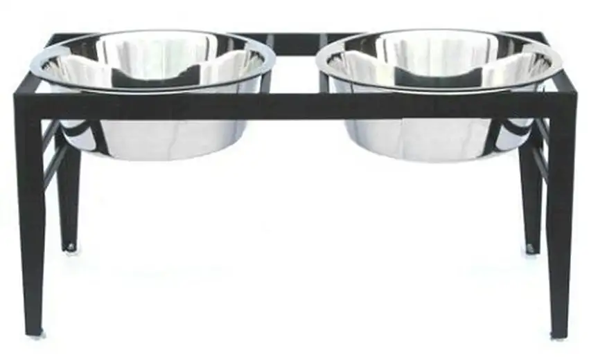 Chariot Double Elevated Dog Bowl - Medium/Black Photo 1