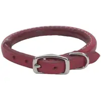 Photo of Circle T Oak Tanned Leather Round Dog Collar - Red