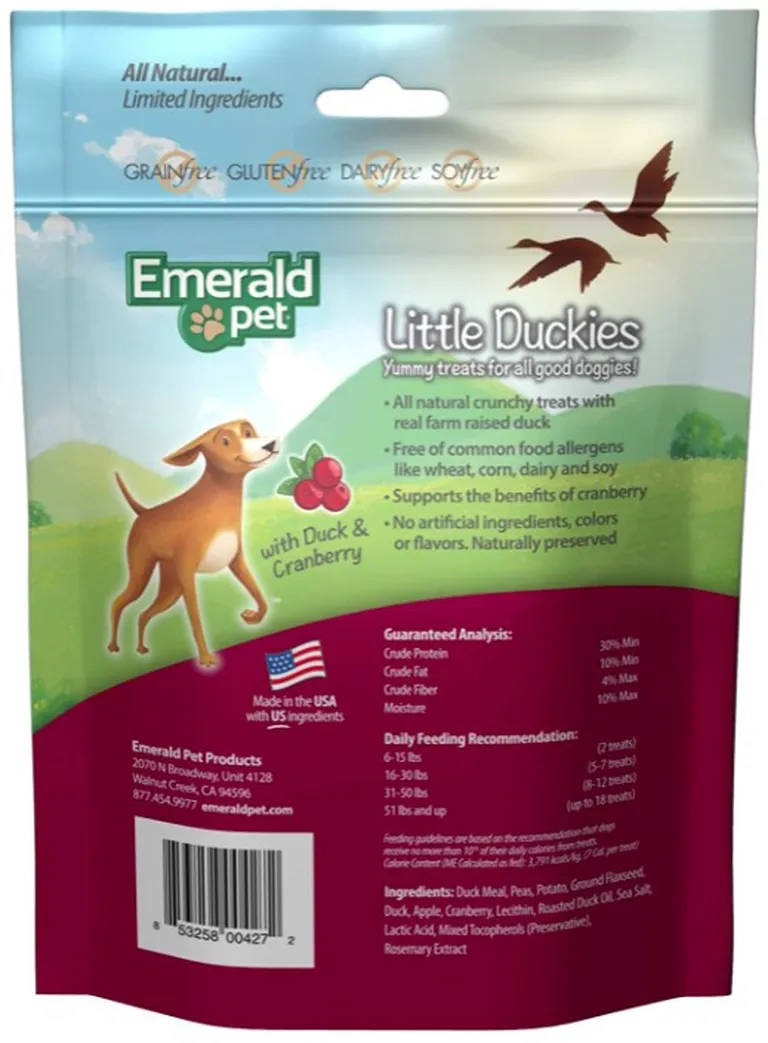 Emerald Pet Little Duckies Dog Treats with Duck and Cranberry Photo 2