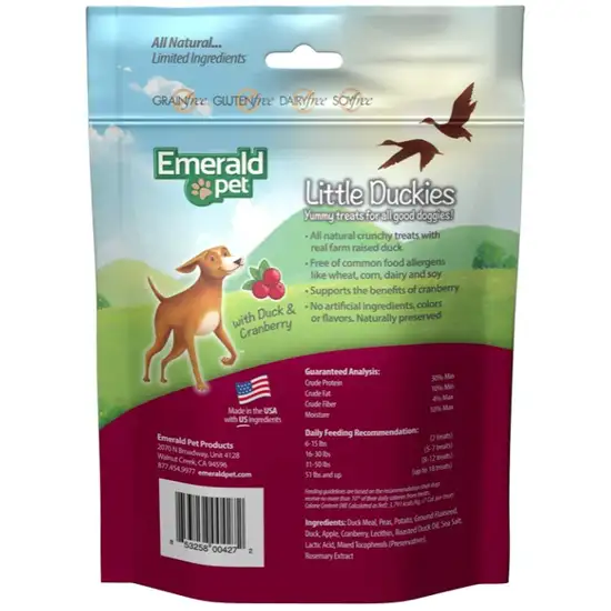 Emerald Pet Little Duckies Dog Treats with Duck and Cranberry Photo 2