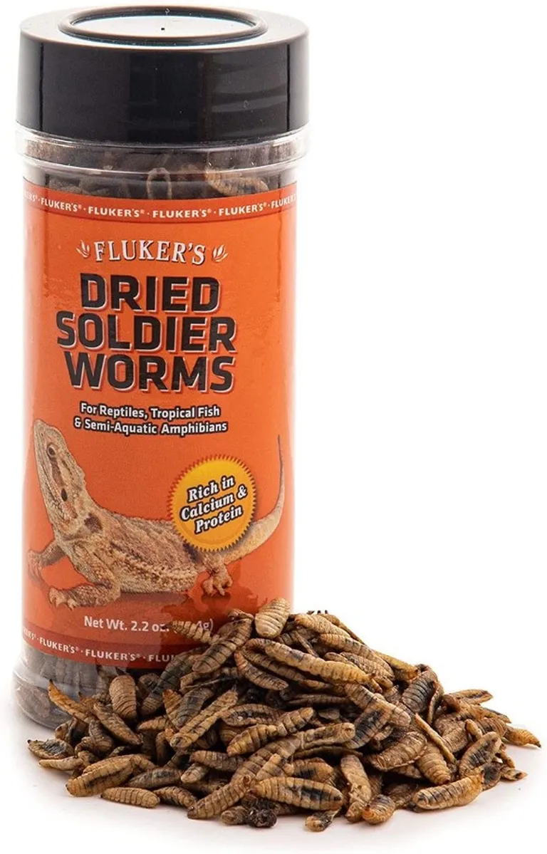 Flukers Dried Soldier Worms for Reptiles, Tropical Fish, Amphibians, Small Animals and Birds Photo 1