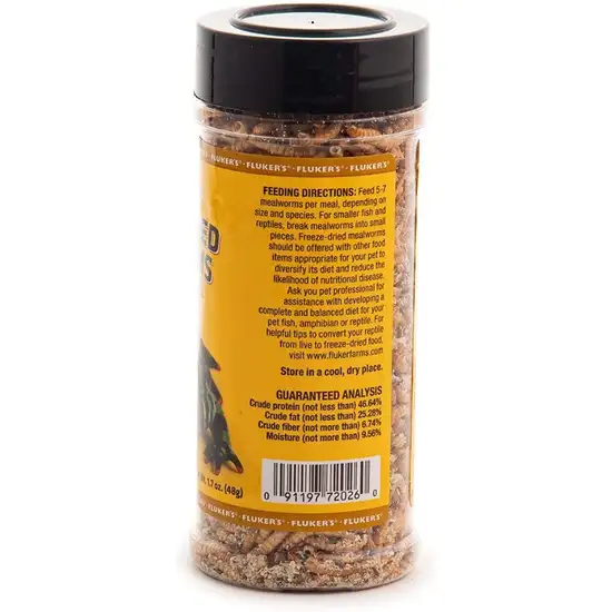 Flukers Freeze-Dried Mealworms for Reptiles, Birds, Tropical Fish, Amphibians and Hedgehogs Photo 4