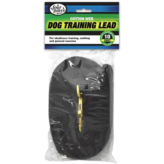 Four Paws Cotton Web Dog Training Lead 10' Long x 5/8&quotW Black Photo 1