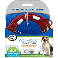 Photo of Four Paws Dog Tie Out Cable - Medium Weight - Red