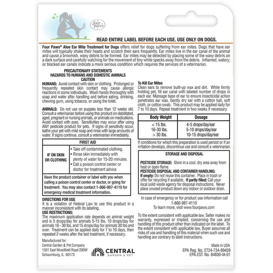 Four Paws Ear Mite Remedy for Dogs Photo 2