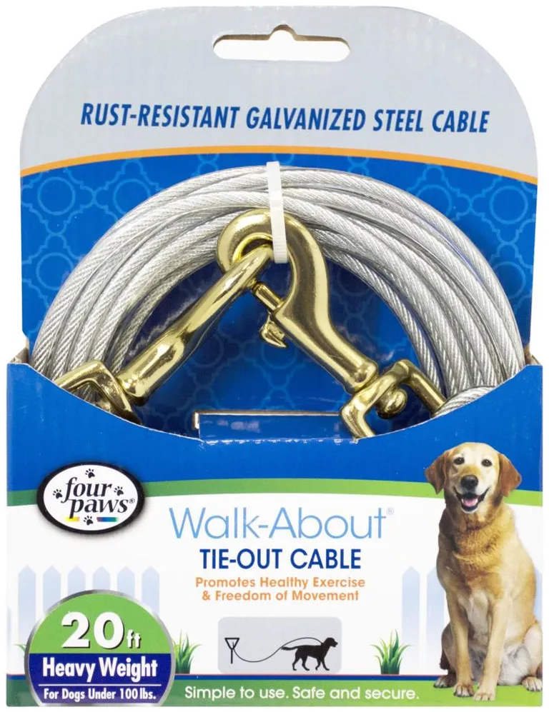 Four Paws Pet Select Walk-About Tie-Out Cable Heavy Weight for Dogs up to 100 lbs Photo 1