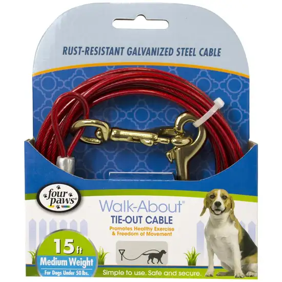 Four Paws Pet Select Walk-About Tie-Out Cable Medium Weight for Dogs up to 50 lbs Photo 1