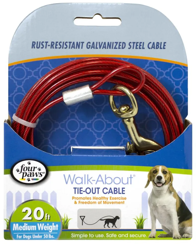 Four Paws Pet Select Walk-About Tie-Out Cable Medium Weight for Dogs up to 50 lbs Photo 1