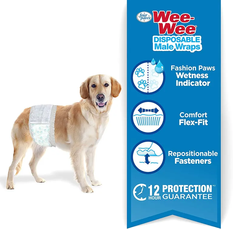 Four Paws Wee Wee Disposable Male Dog Wraps Medium/Large Photo 4
