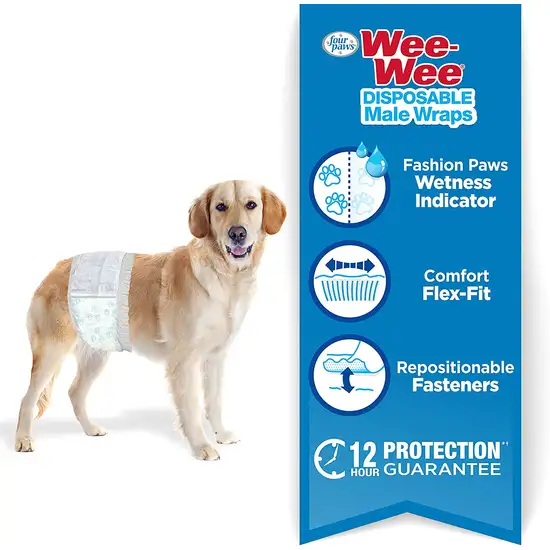 Four Paws Wee Wee Disposable Male Dog Wraps Medium/Large Photo 4