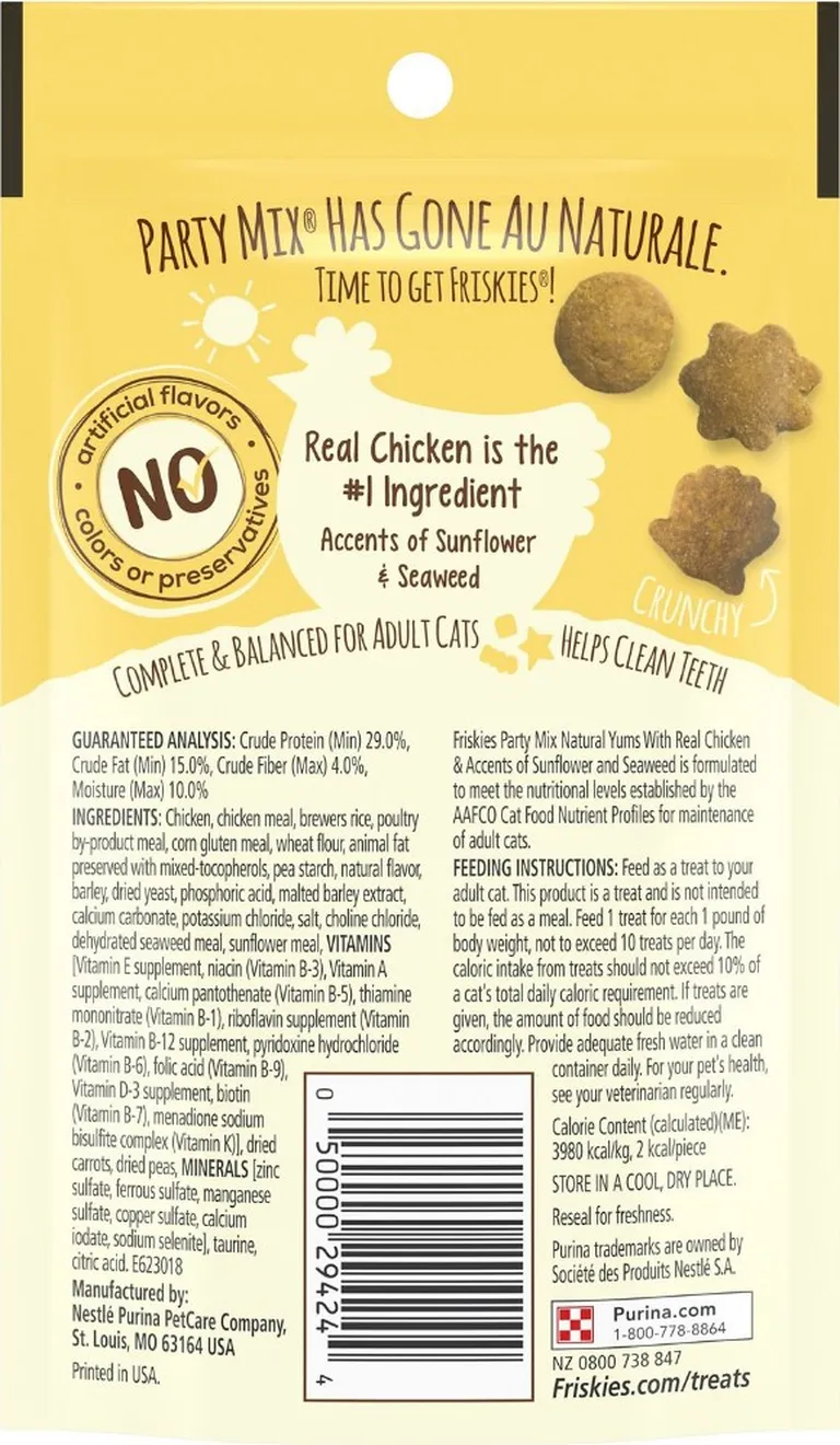 Friskies Party Mix Cat Treats Natural Yums with Real Chicken Photo 2