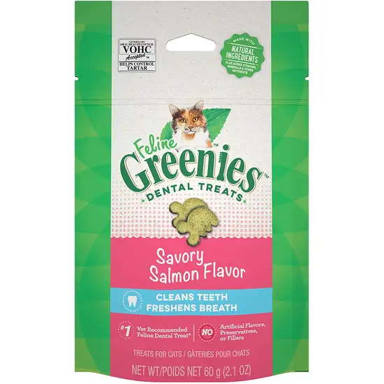 Greenies Feline Natural Dental Treats Tempting Salmon Flavor Photo 1