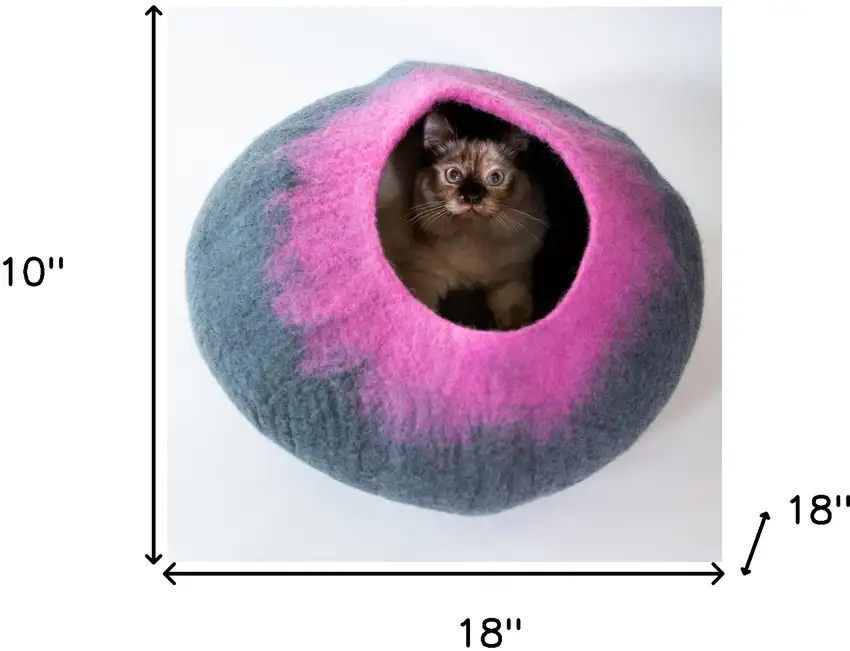 Grey and Pink Cat Cave Bed Photo 5