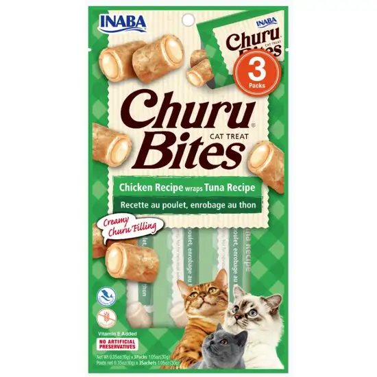Inaba Churu Bites Cat Treat Chicken Recipe wraps Tuna Recipe Photo 1