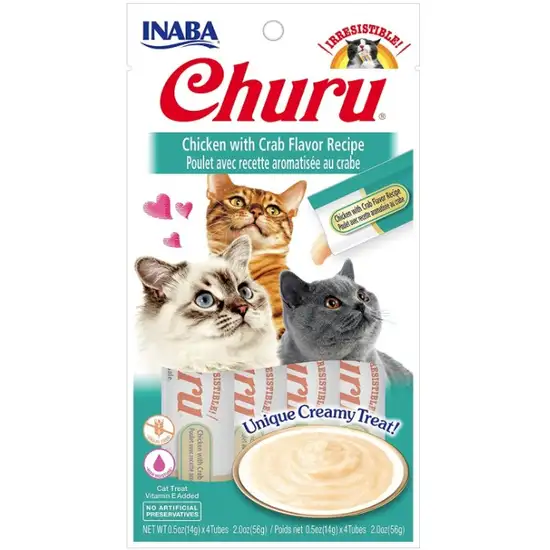 Inaba Churu Chicken with Crab Flavor Recipe Creamy Cat Treat Photo 1