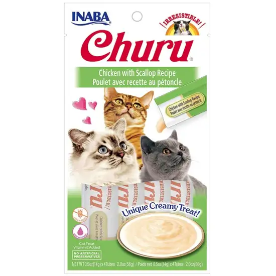 Inaba Churu Chicken with Scallop Recipe Creamy Cat Treat Photo 1