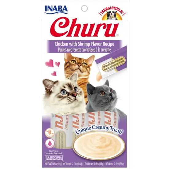 Inaba Churu Chicken with Shrimp Flavor Recipe Creamy Cat Treat Photo 1
