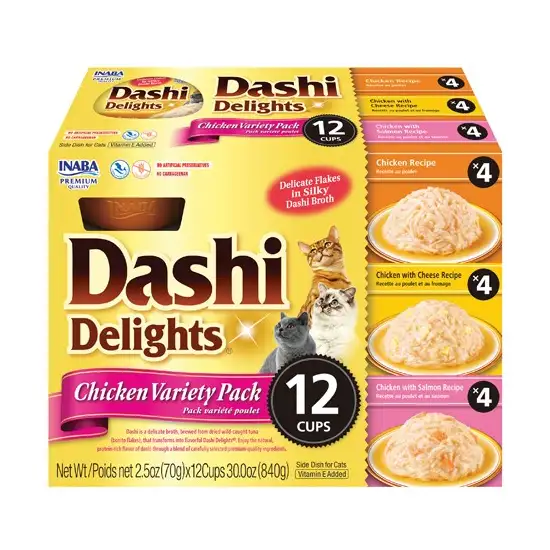 Inaba Dashi Delight Chicken Flavored Variety Pack Bits in Broth Cat Food Topping Photo 1