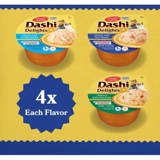 Inaba Dashi Delight Seafood Flavored Variety Pack Bits in Broth Cat Food Topping Photo 3