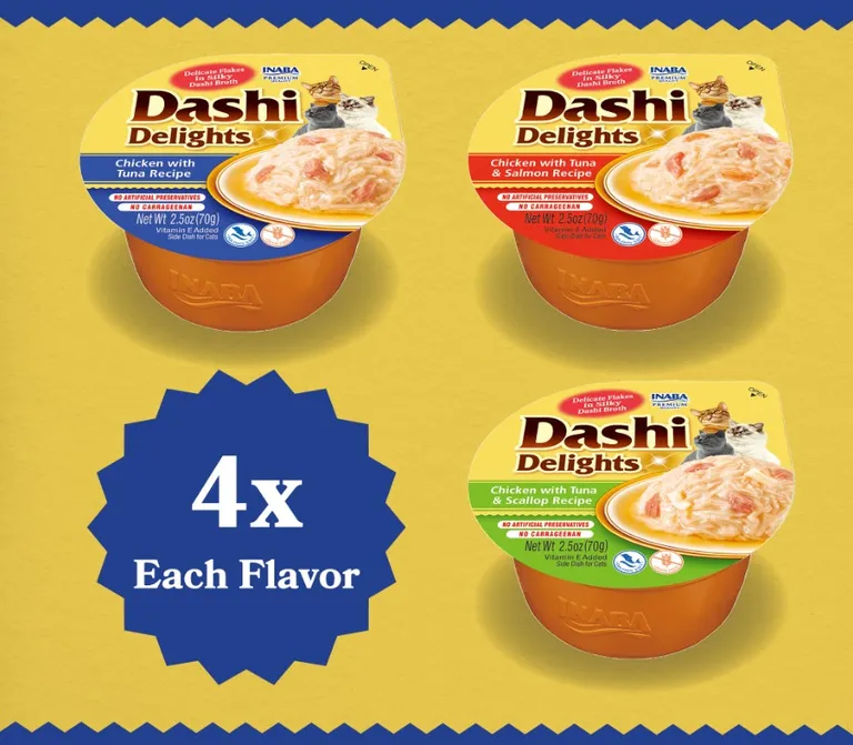 Inaba Dashi Delight Tuna Flavored Variety Pack Bits in Broth Cat Food Topping Photo 3