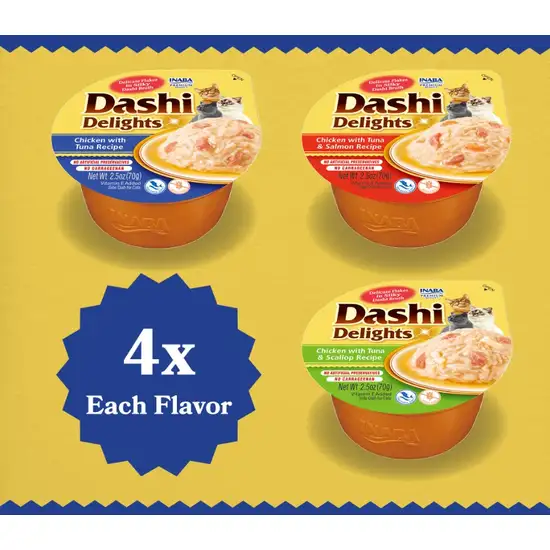 Inaba Dashi Delight Tuna Flavored Variety Pack Bits in Broth Cat Food Topping Photo 3