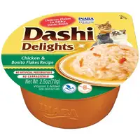 Photo of Inaba Dashi Delights Chicken & Bonito Flakes Flavored Bits in Broth Cat Food Topping