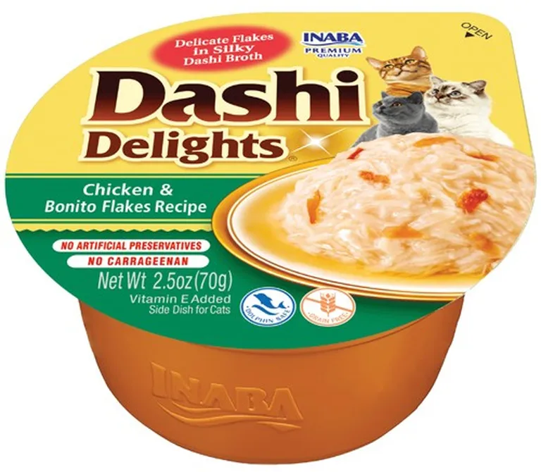 Inaba Dashi Delights Chicken & Bonito Flakes Flavored Bits in Broth Cat Food Topping Photo 1