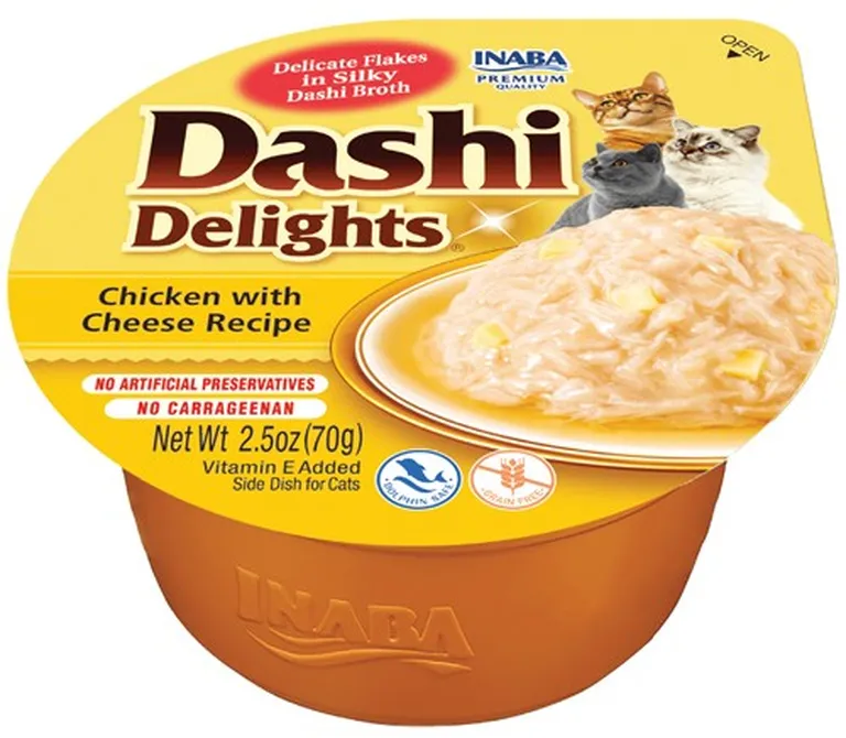 Inaba Dashi Delights Chicken with Cheese Flavored Bits in Broth Cat Food Topping Photo 1
