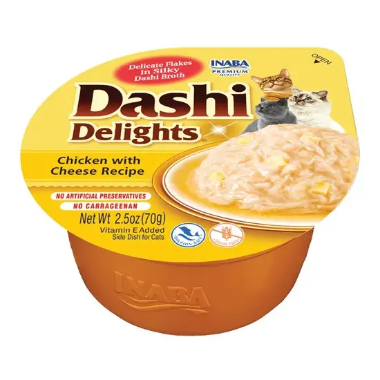 Inaba Dashi Delights Chicken with Cheese Flavored Bits in Broth Cat Food Topping Photo 1