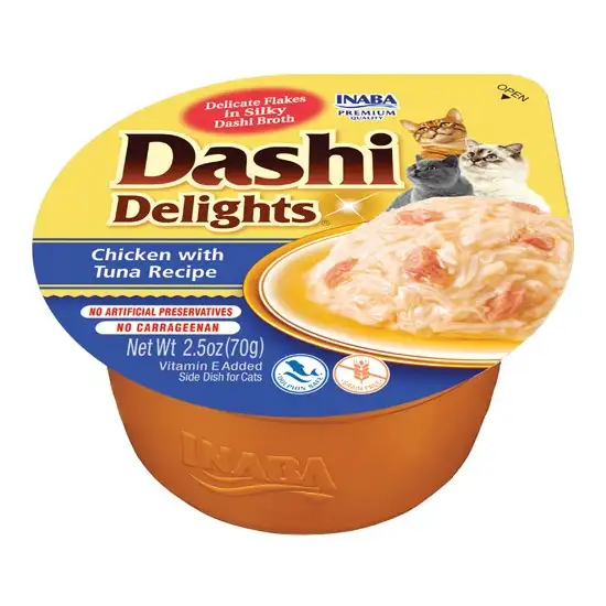 Inaba Dashi Delights Chicken with Tuna Flavored Bits in Broth Cat Food Topping Photo 1