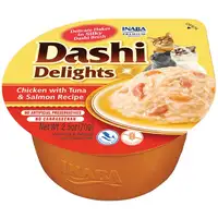 Photo of Inaba Dashi Delights Chicken with Tuna & Salmon Flavored Bits in Broth Cat Food Topping