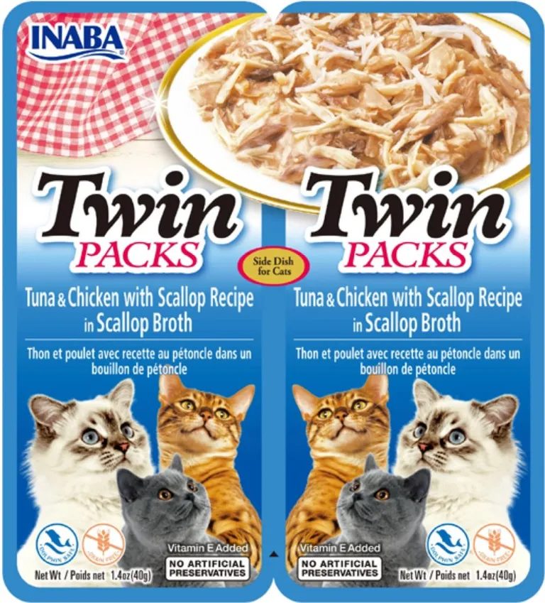 Inaba Twin Packs Tuna and Chicken with Scallop Recipe in Scallop Broth Side Dish for Cats Photo 1