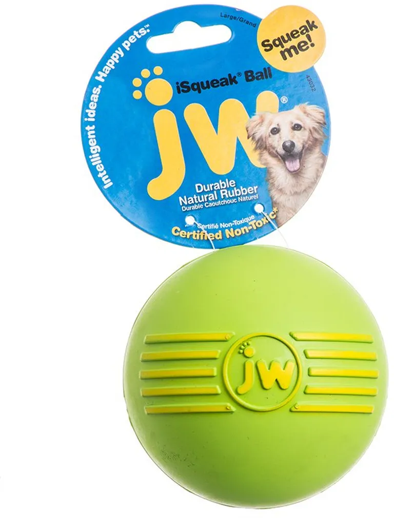 JW Pet iSqueak Ball Rubber Dog Toy Assorted Colors Photo 1
