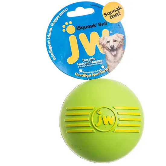JW Pet iSqueak Ball Rubber Dog Toy Assorted Colors Photo 1