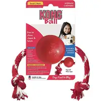 Photo of KONG Ball With Rope Dog Toy Small
