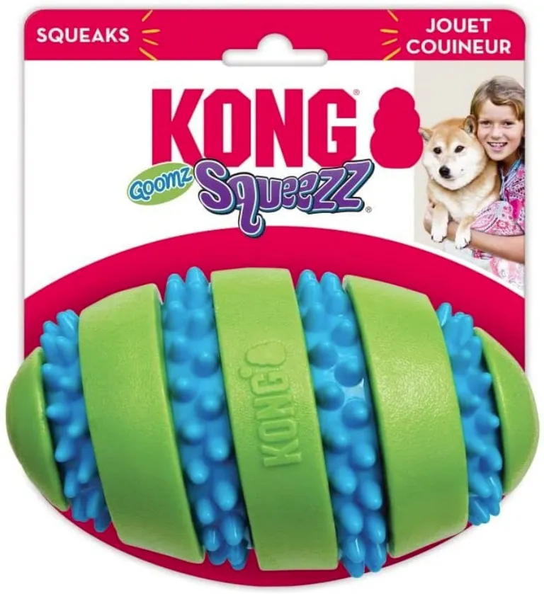 KONG Goomz Squeezz Football Squeaker Dog Toy Photo 1