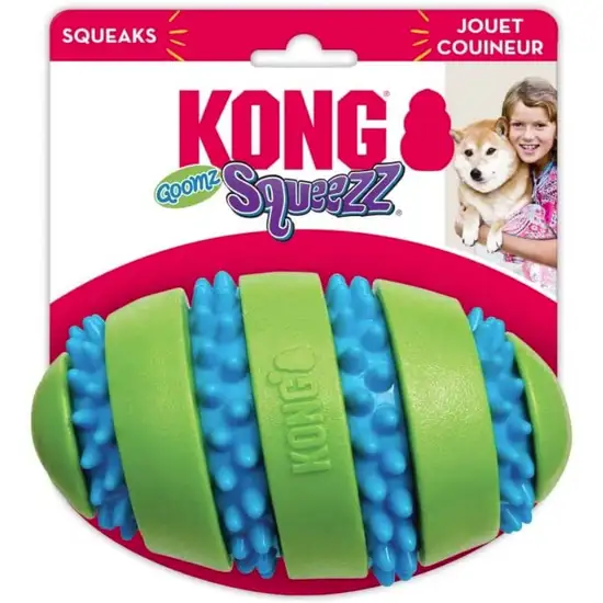 KONG Goomz Squeezz Football Squeaker Dog Toy Photo 1