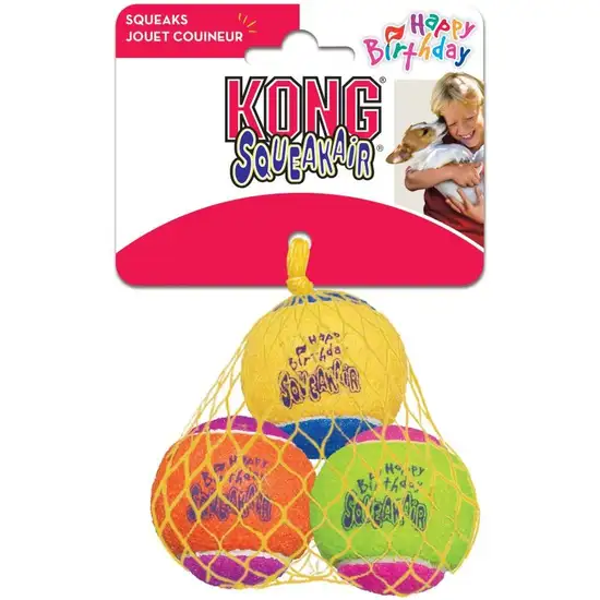 KONG Squeaker Birthday Tennis Balls Medium Photo 1