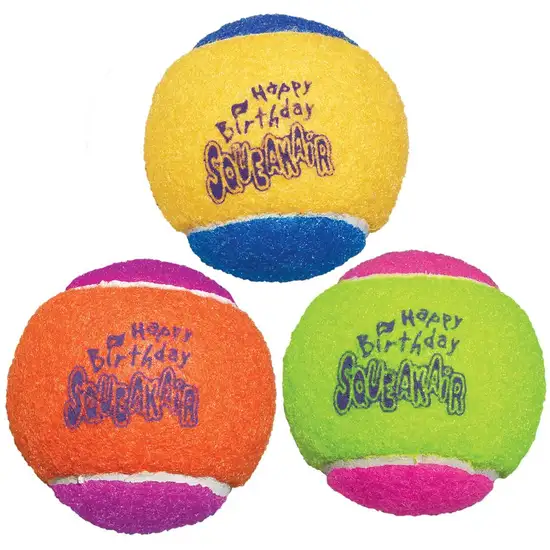 KONG Squeaker Birthday Tennis Balls Medium Photo 2