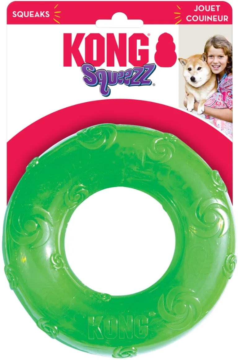 KONG Squeezz Ring Squeaker Dog Toy Large Photo 1