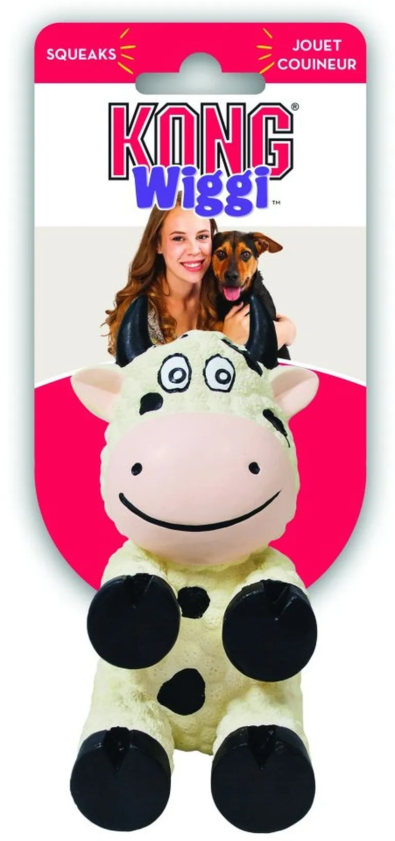 KONG Wiggi Cow Squeaker Dog Toy Photo 1