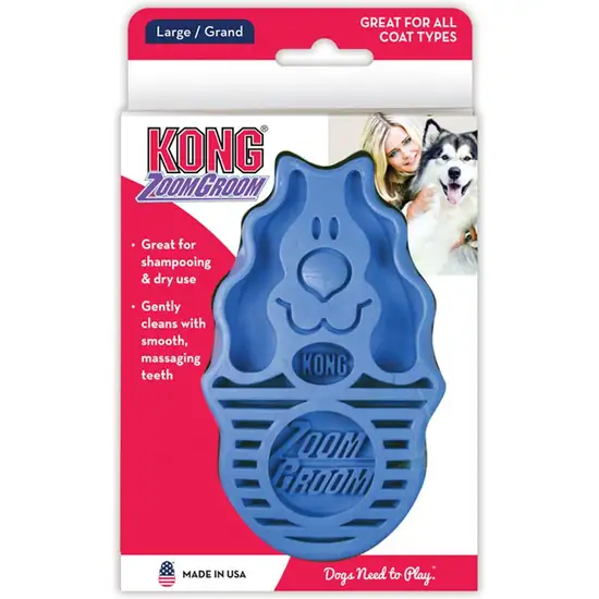 KONG Zoom Groom Brush for Dogs Boysenberry Large Photo 1