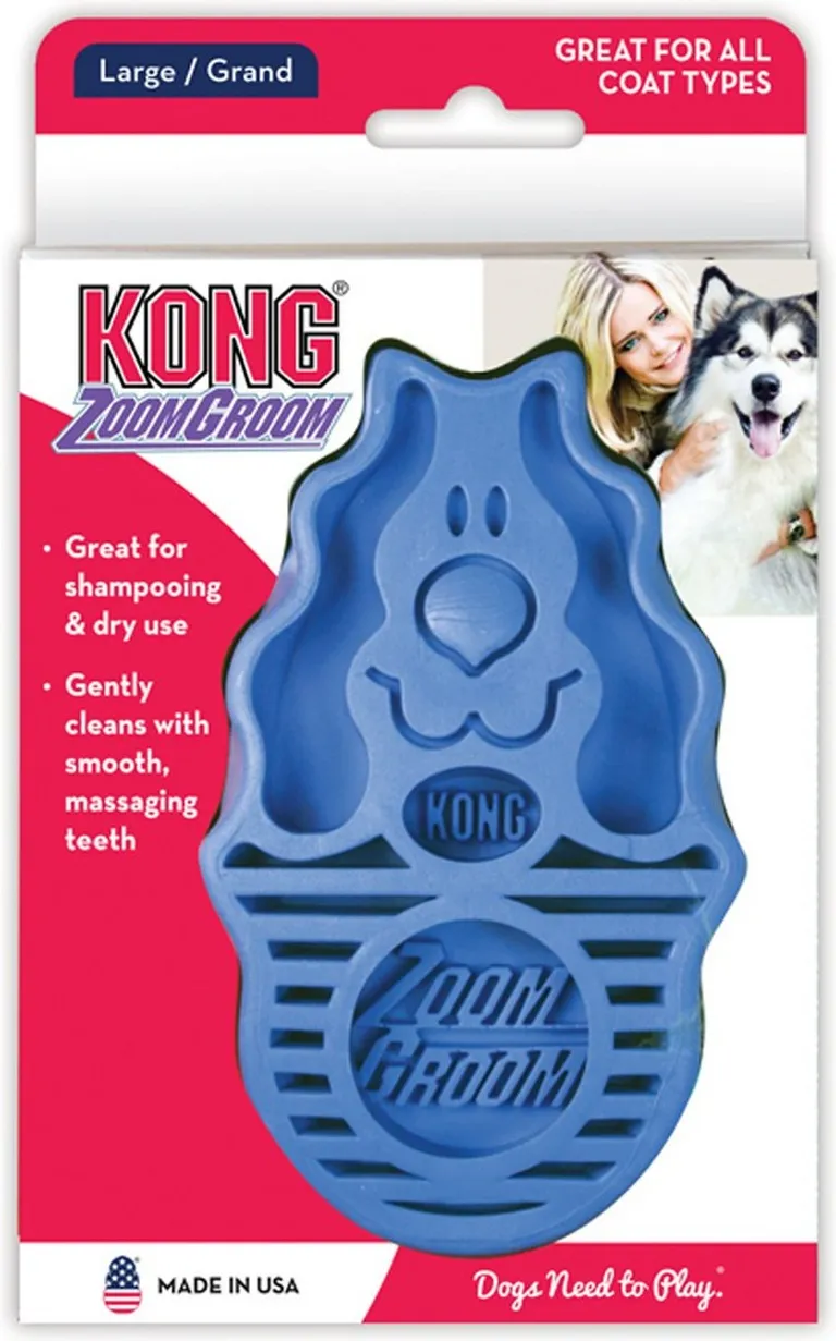 KONG Zoom Groom Brush for Dogs Boysenberry Large Photo 1