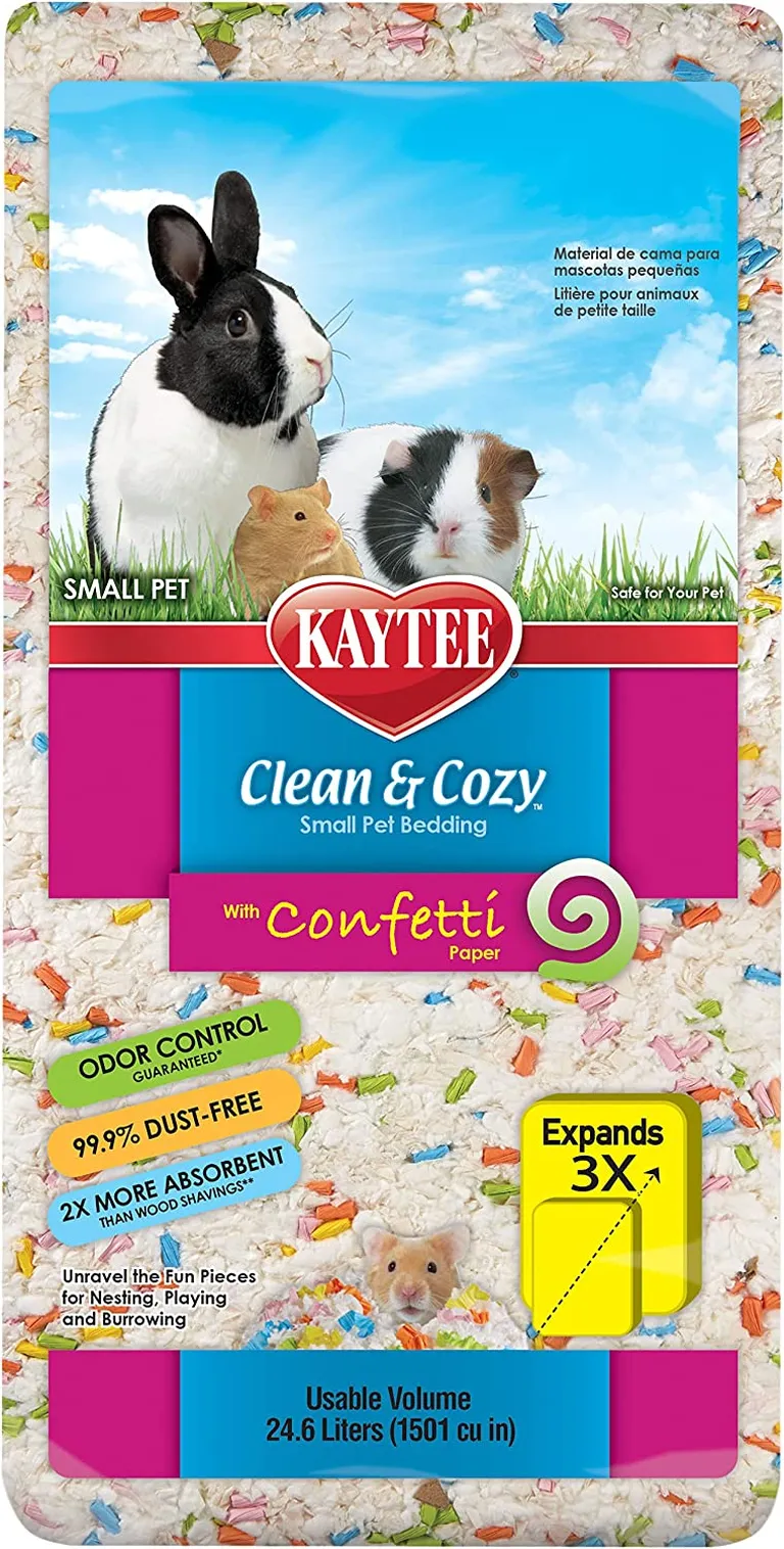 Kaytee Clean and Cozy with Confetti Paper Small Pet Bedding with Odor Control Photo 1