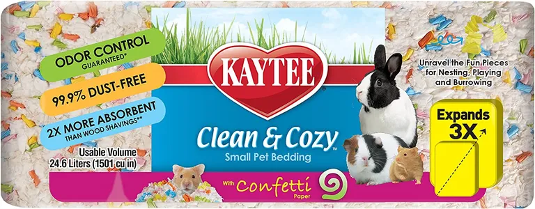 Kaytee Clean and Cozy with Confetti Paper Small Pet Bedding with Odor Control Photo 3